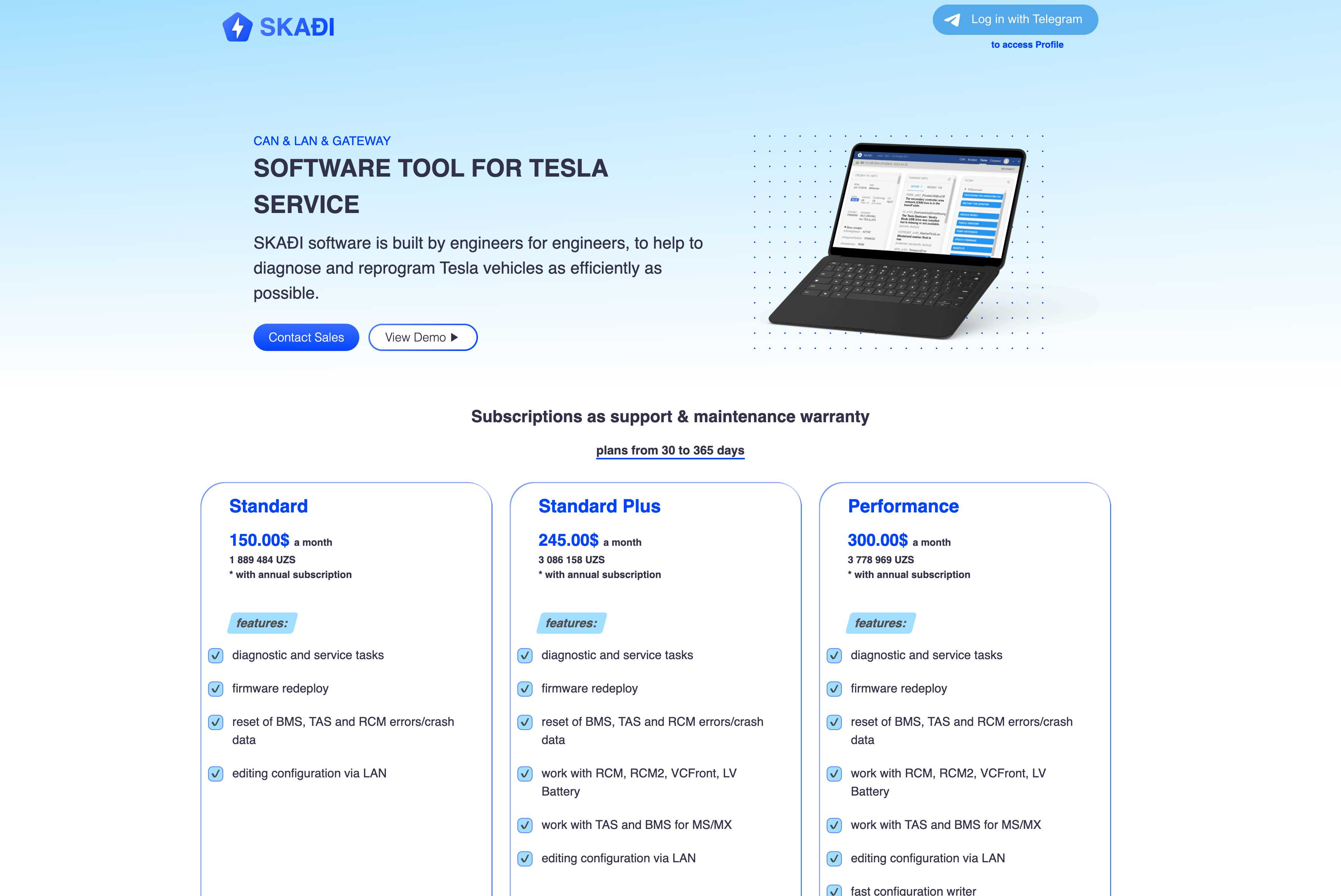 SkadiAuto Tesla Diagnostics Platform